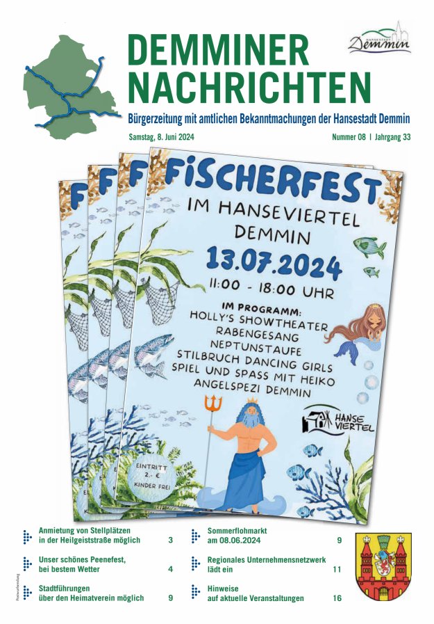 Demminer Nachrichten Titelblatt 08/2024
