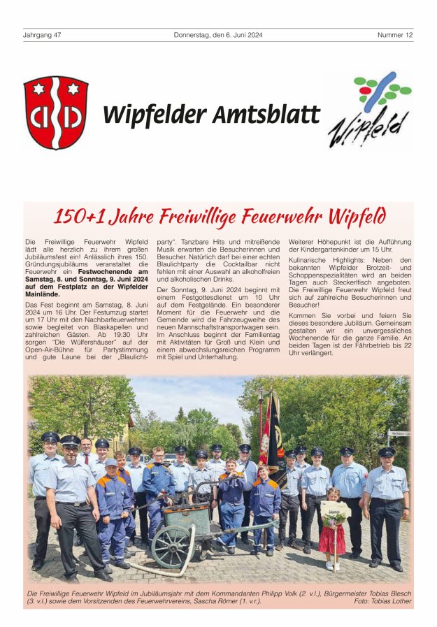 Wipfelder Amtsblatt Titelblatt 12/2024