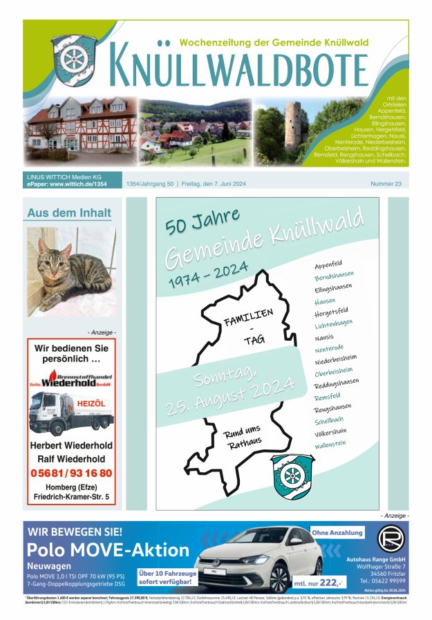 Knüllwaldbote Titelblatt 23/2024