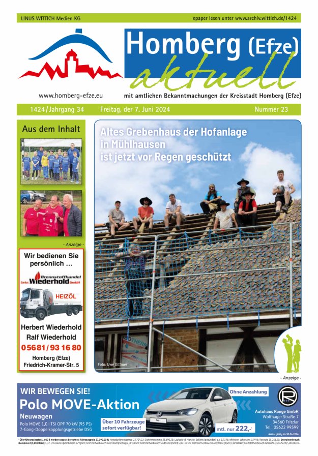 Homberg Efze aktuell Titelblatt 23/2024