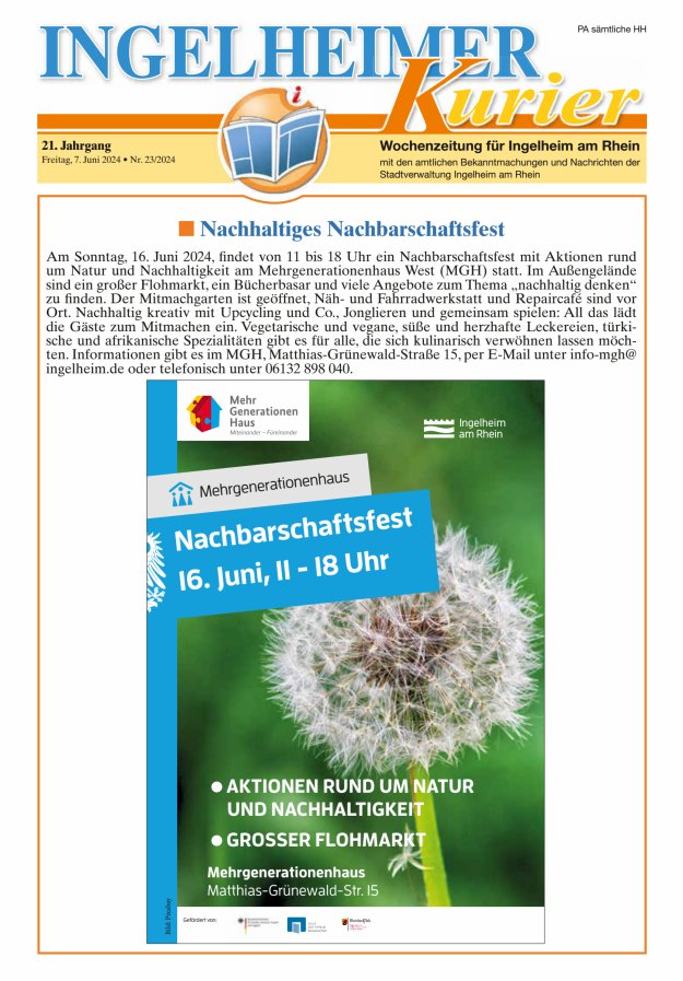 Ingelheimer Kurier Titelblatt 23/2024