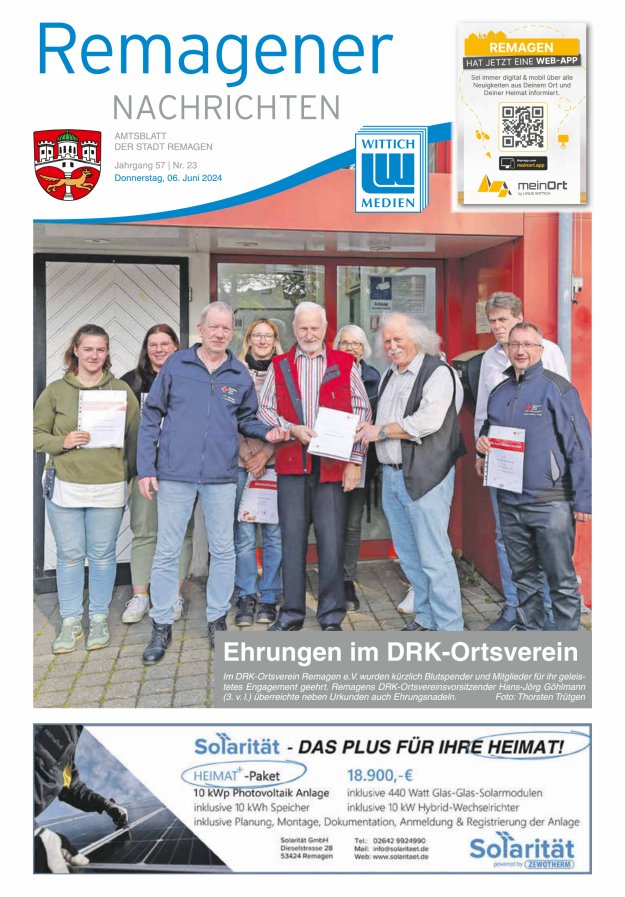 Remagener Nachrichten Titelblatt 23/2024