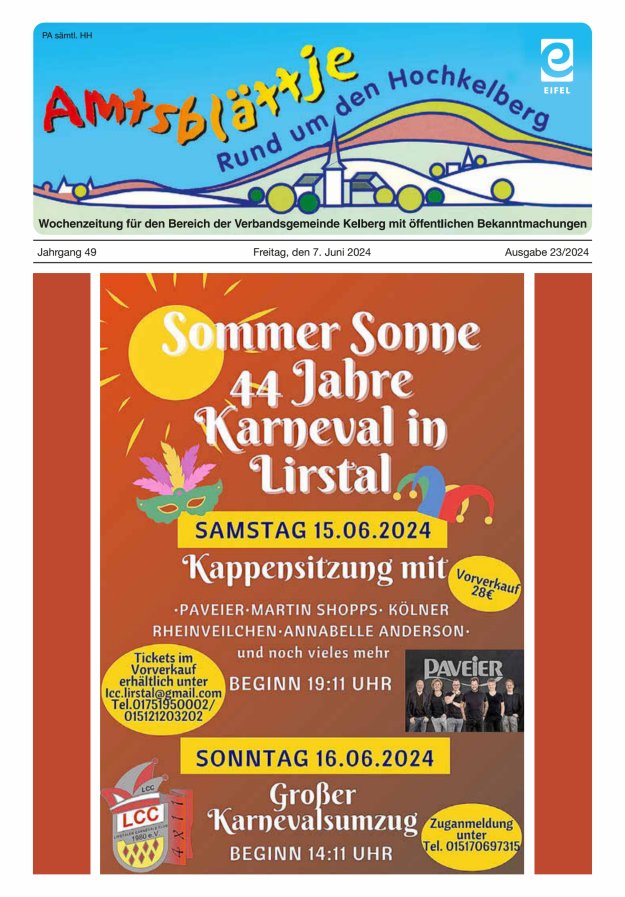 Amtsblättje - Rund um den Hochkelberg Titelblatt 23/2024