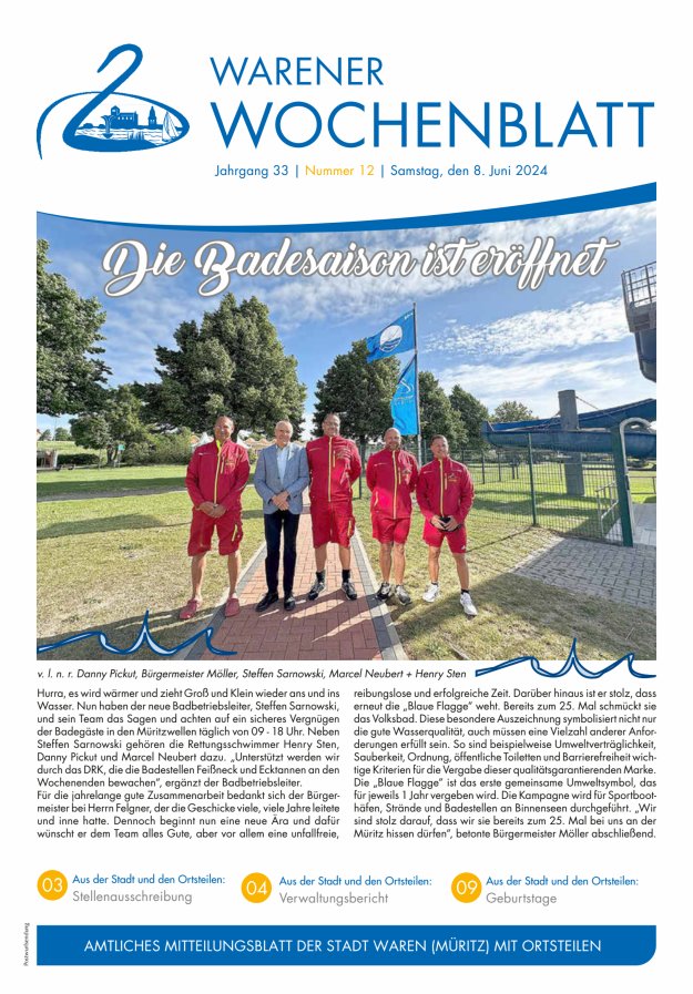 Warener Wochenblatt Titelblatt 12/2024
