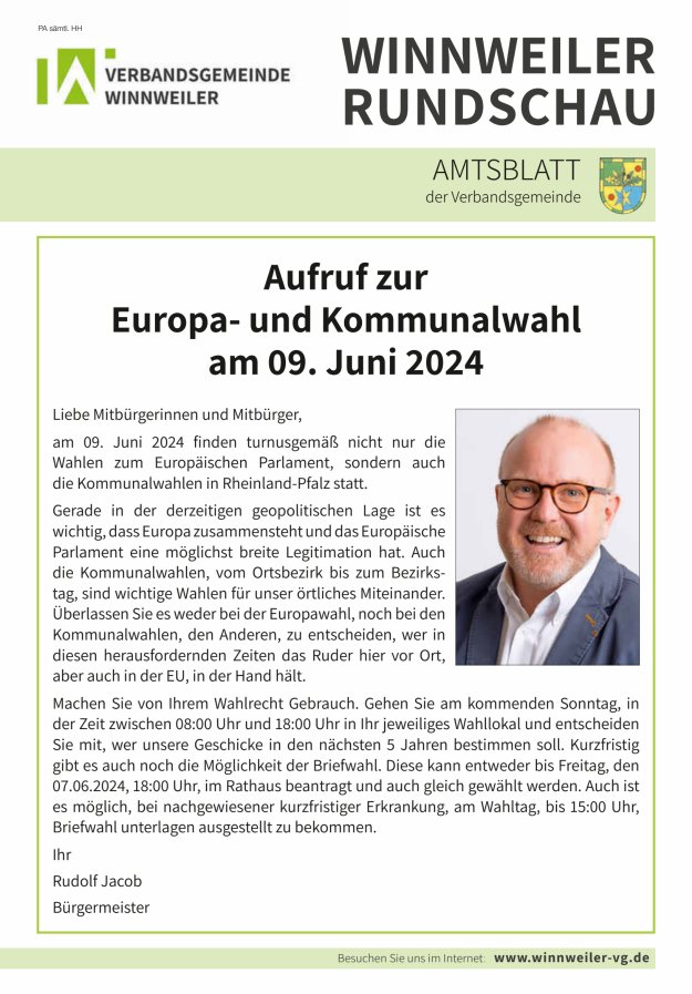 Winnweiler Rundschau Titelblatt 23/2024