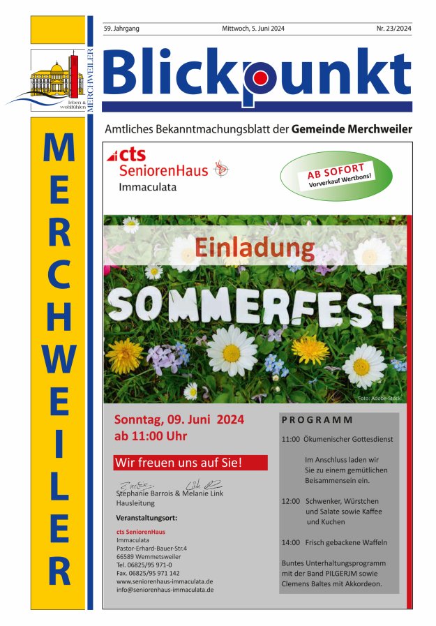 Blickpunkt Merchweiler Titelblatt 23/2024