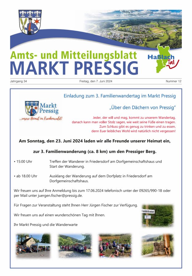Amtsblatt für den Markt Pressig mit den Gemeindeteilen Titelblatt 12/2024