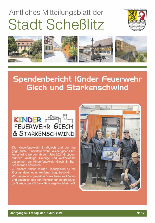 Scheßlitzer Anzeiger - Amtliches Mitteilungsblatt der Stadt Scheßlitz Titelblatt 12/2024