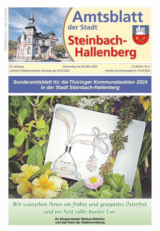 Amtsblatt der Stadt Steinbach-Hallenberg Titelblatt 04/2024