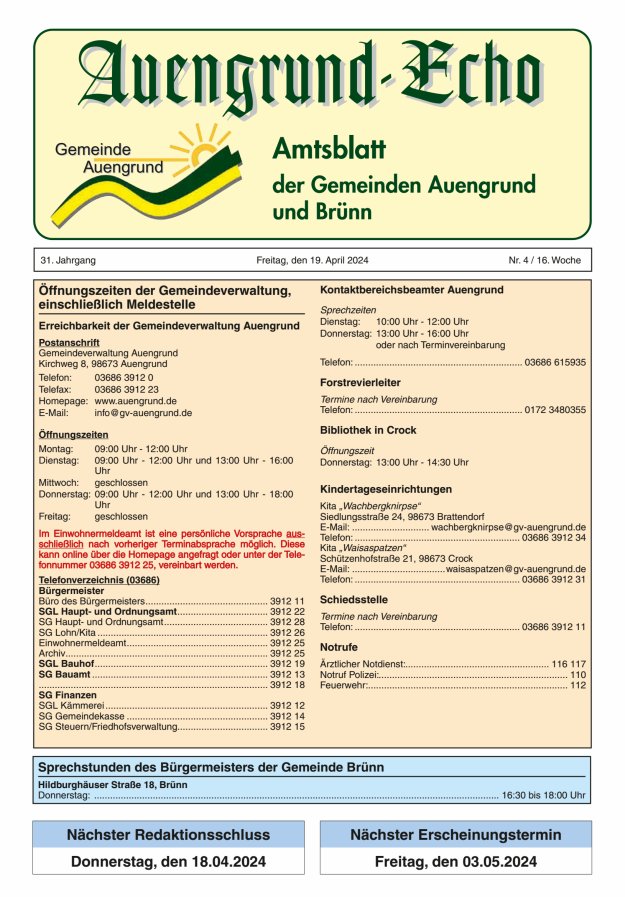 Auengrund-Echo Titelblatt 04/2024