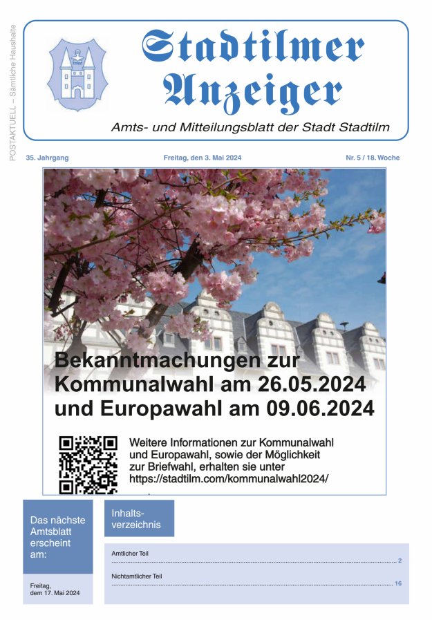 Stadtilmer Anzeiger Titelblatt 05/2024
