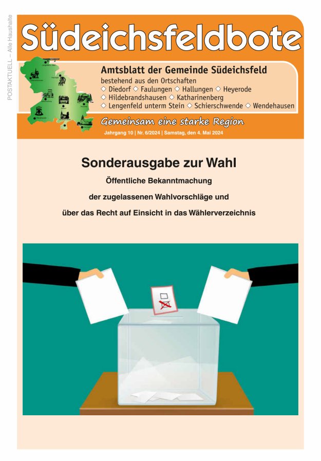 Amtsblatt der Gemeinde Südeichsfeld Titelblatt 06/2024