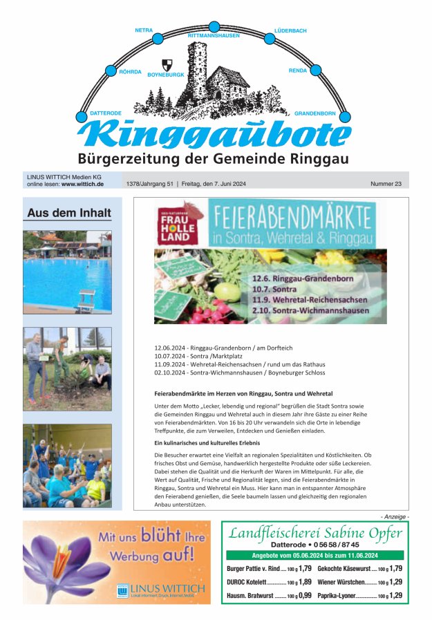Ringgaubote Titelblatt 23/2024