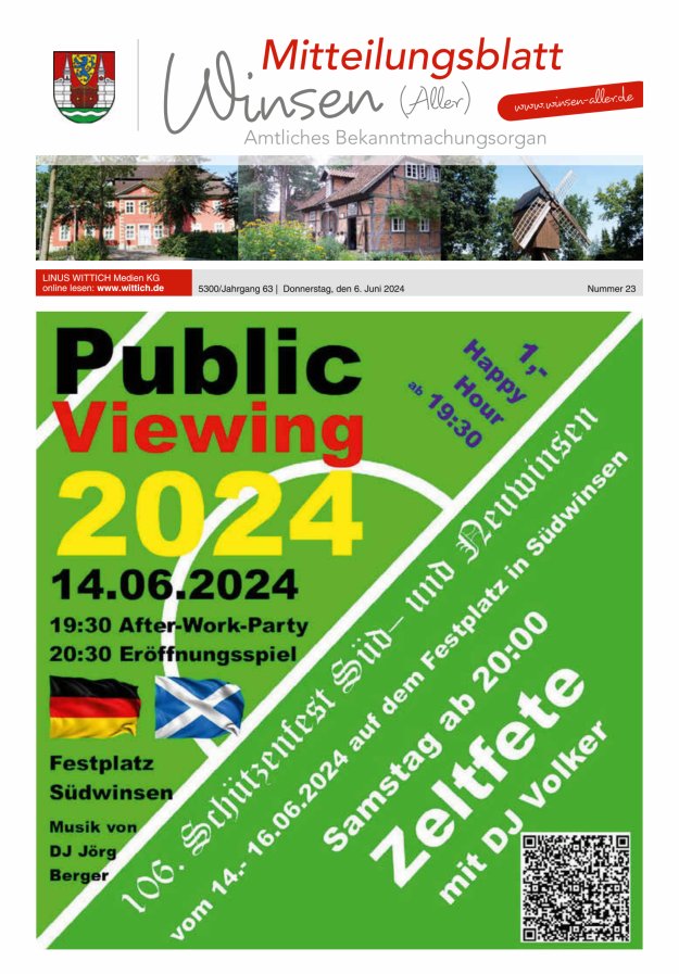 Mitteilungsblatt der Gemeinde Winsen Titelblatt 23/2024