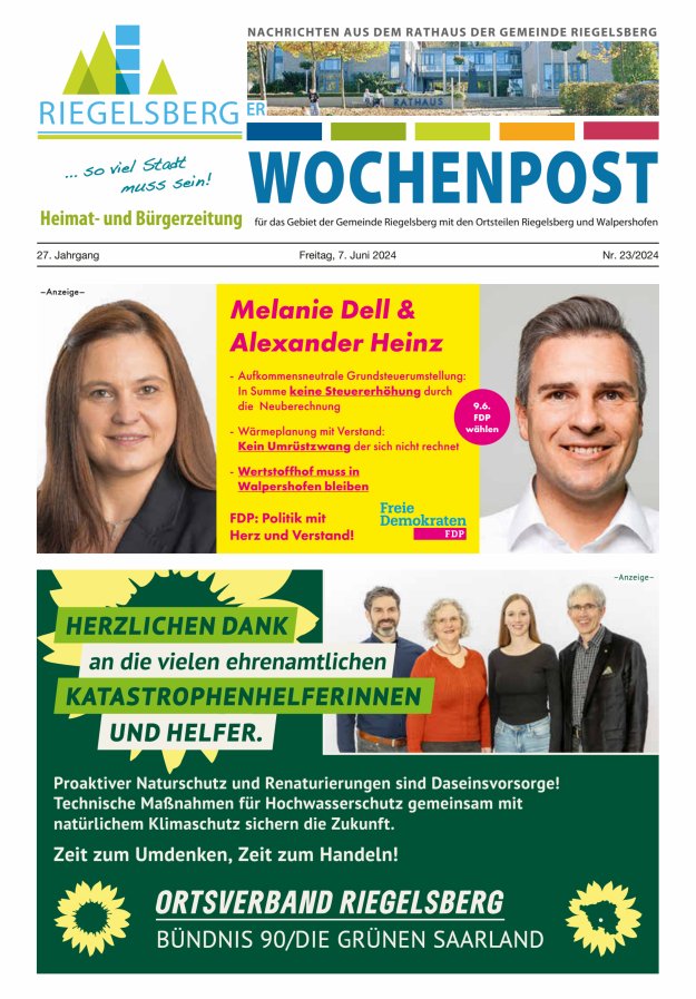 Riegelsberger Wochenpost Titelblatt 23/2024