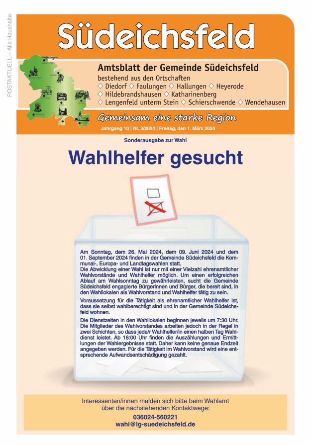 Amtsblatt der Gemeinde Südeichsfeld Titelblatt 03/2024