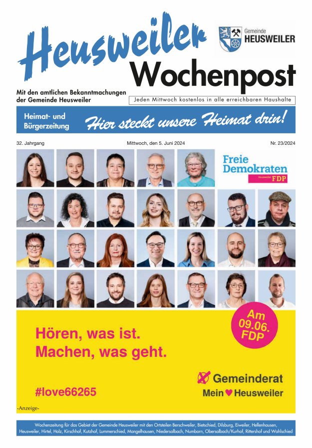 Heusweiler Wochenpost Titelblatt 23/2024