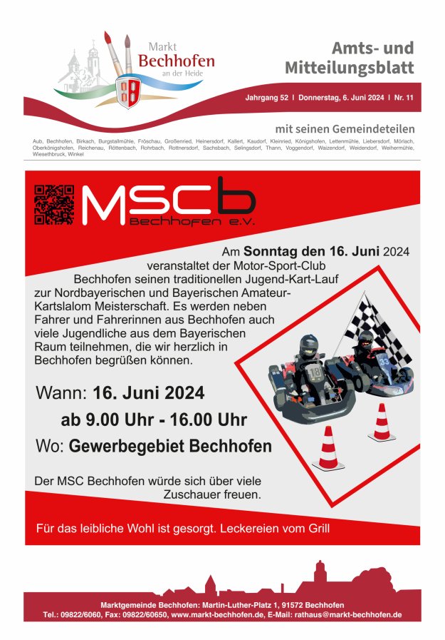 Amts- und Mitteilungsblatt für den Markt Bechhofen Titelblatt 11/2024