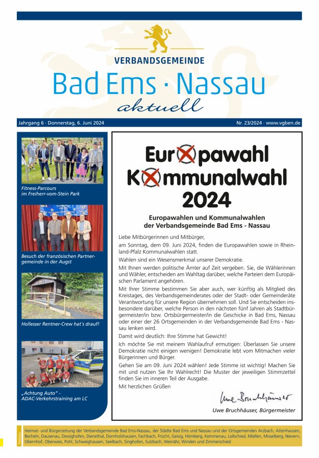 Bad Ems-Nassau aktuell Ausgabe Nassau Titelblatt 23/2024