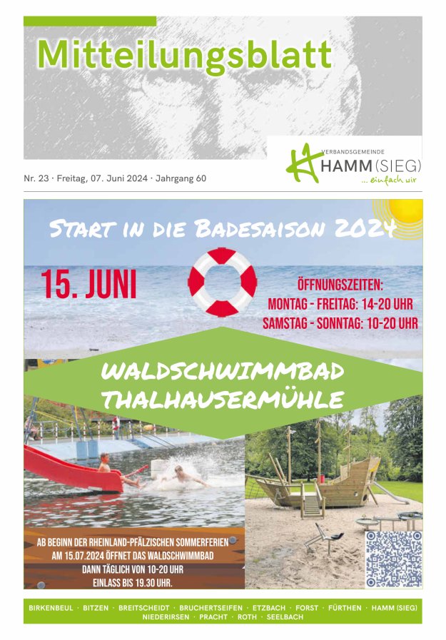 Mitteilungsblatt Hamm (Sieg) Titelblatt 23/2024