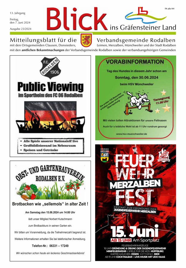 Blick ins Gräfensteiner Land VG Rodalben Titelblatt 23/2024