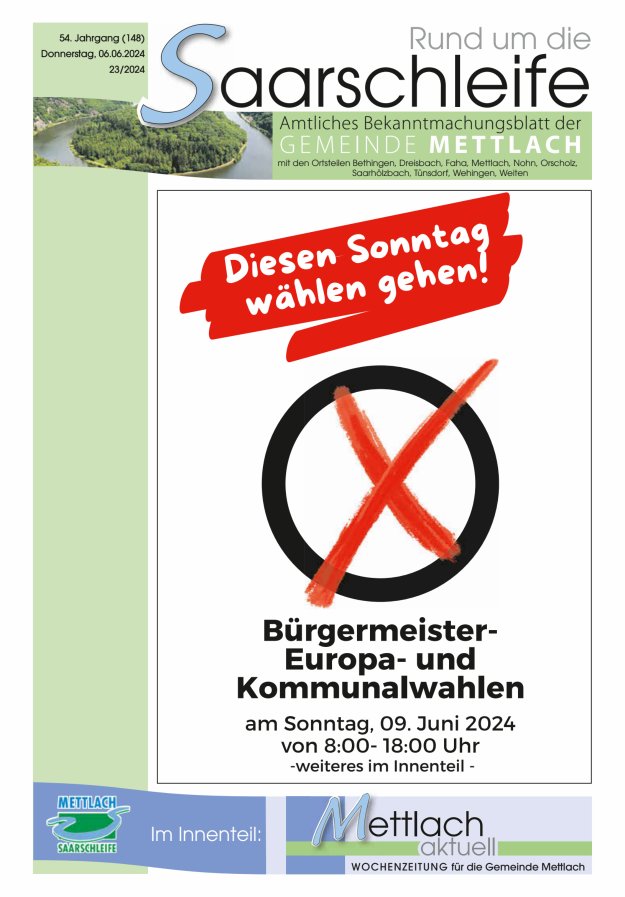 Rund um die Saarschleife Gemeinde Mettlach Titelblatt 23/2024