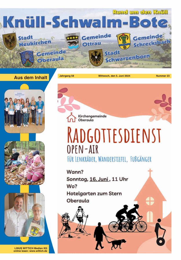 Knüll-Schwalm-Bote Titelblatt 23/2024