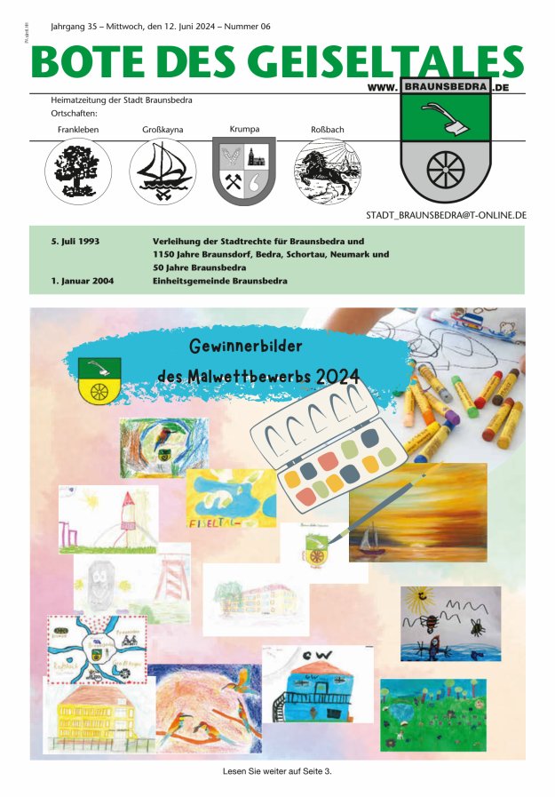 Bote des Geiseltales - Heimatzeitung der Stadt Braunsbedra Titelblatt 06/2024