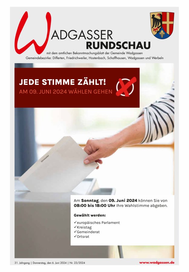 Wadgasser Rundschau Titelblatt 23/2024