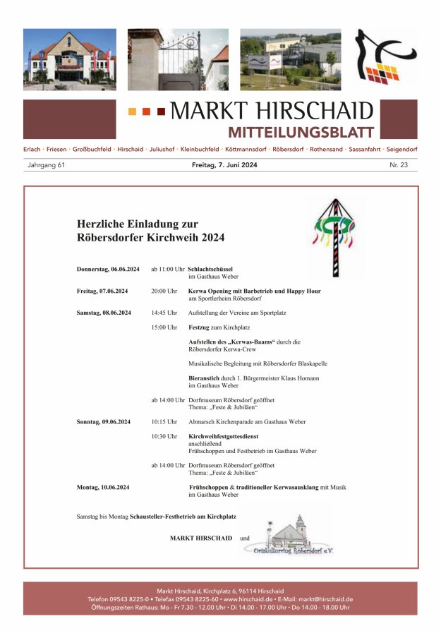 Mitteilungsblatt Markt Hirschaid Titelblatt 23/2024