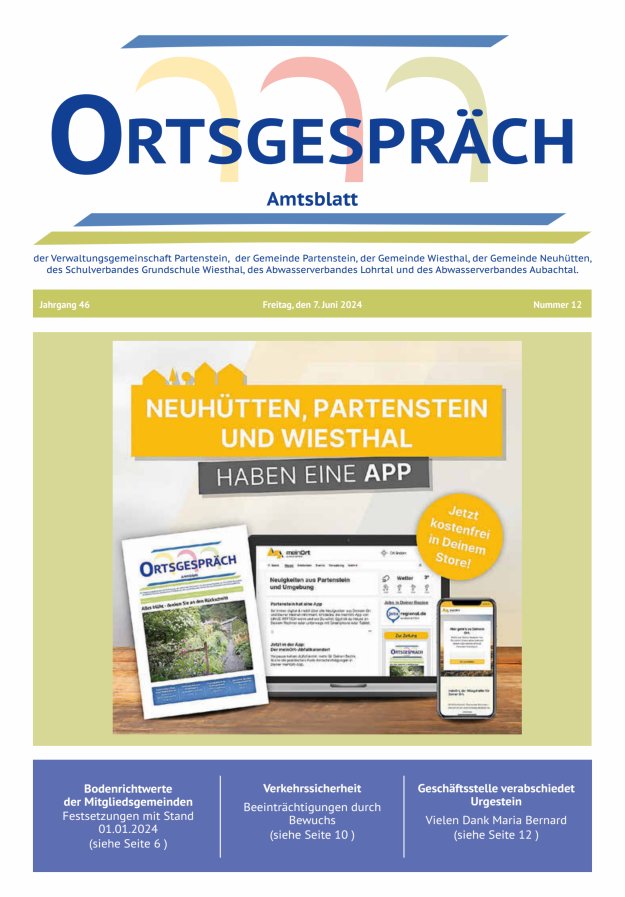 Ortsgespräch - Amtsblatt der VG Partenstein und ihrer Körperschaften Titelblatt 12/2024