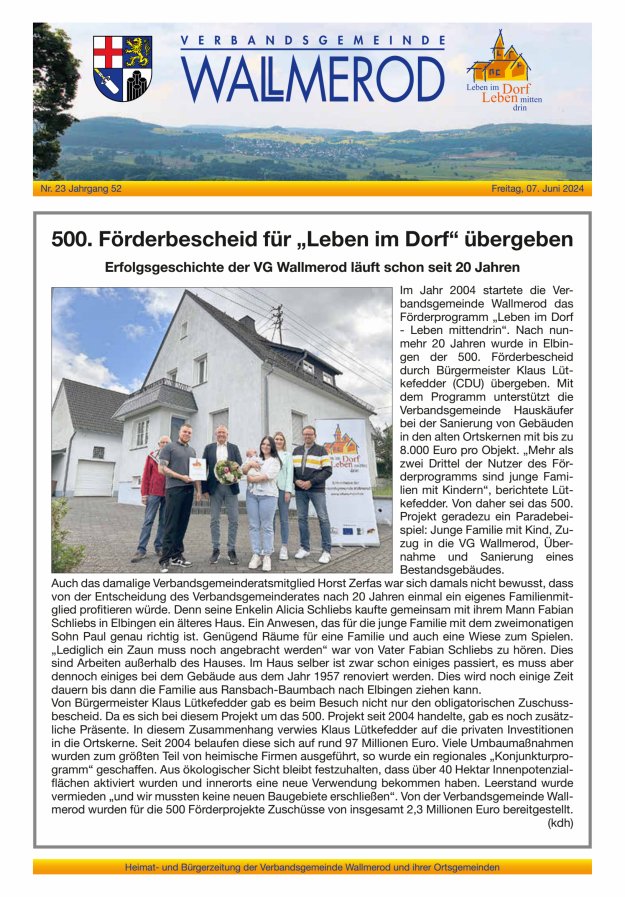 Wir über uns - Verbandsgemeinde Wallmerod Titelblatt 23/2024