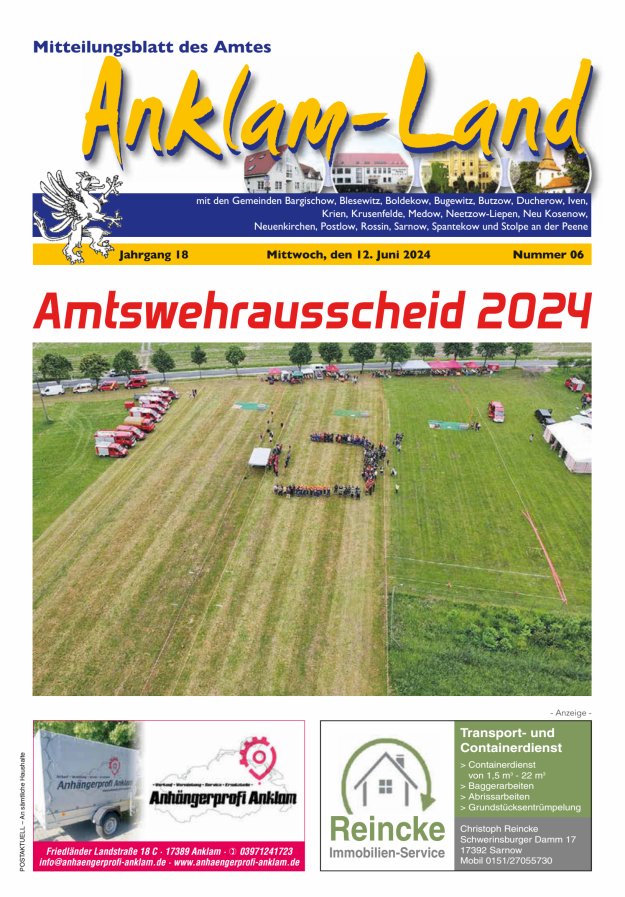 Mitteilungsblatt des Amtes Anklam-Land Titelblatt 06/2024