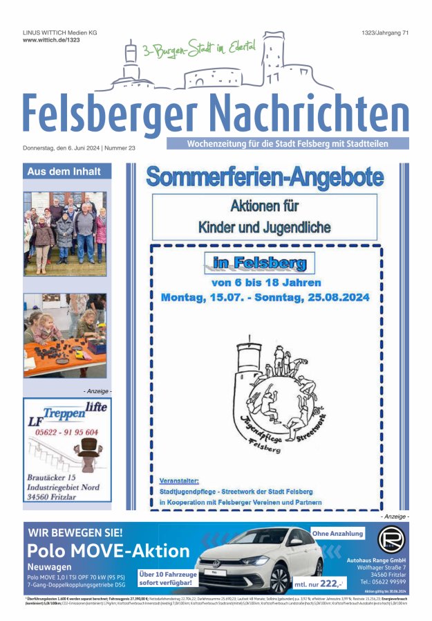 Felsberger Nachrichten Titelblatt 23/2024