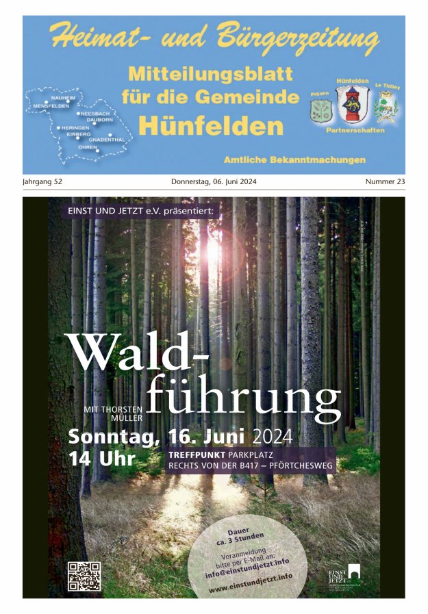 Mitteilungsblatt für die Gemeinde Hünfelden Titelblatt 23/2024