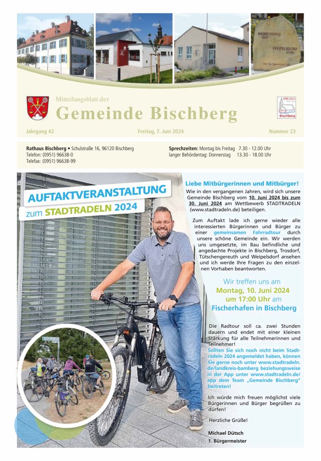 Mitteilungsblatt der Gemeinde Bischberg Titelblatt 23/2024