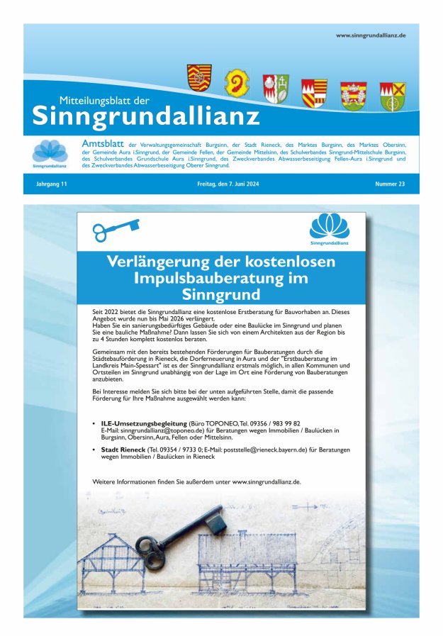 Mitteilungsblatt der Sinngrundallianz Titelblatt 23/2024