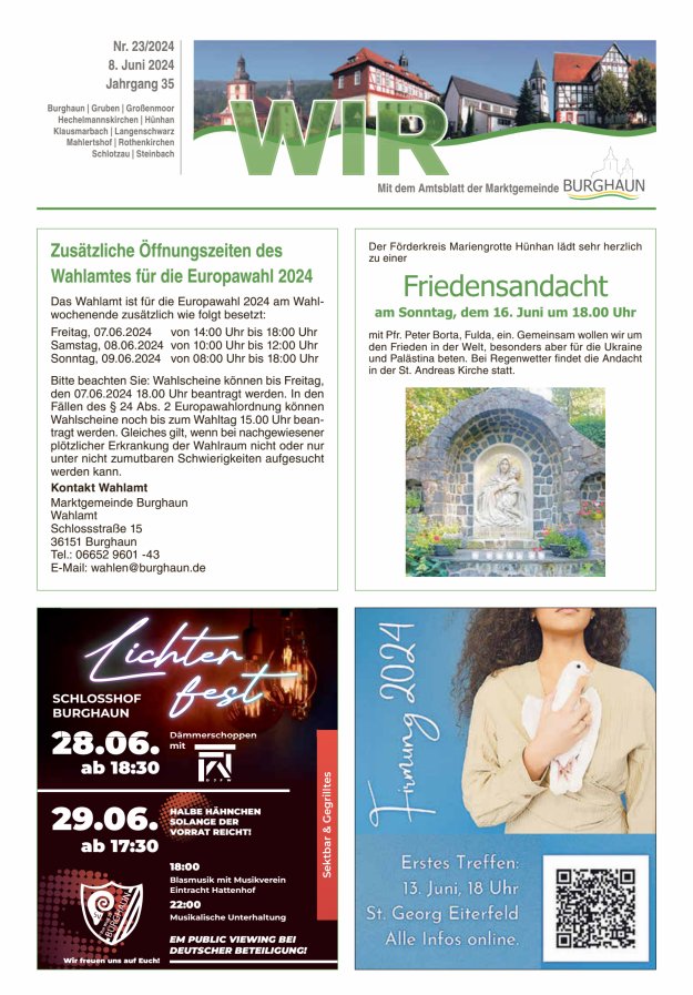 WIR - mit Amtsblatt der Marktgemeinde Burghaun Titelblatt 23/2024