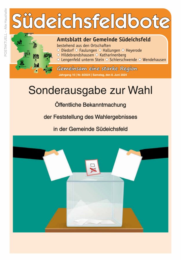 Amtsblatt der Gemeinde Südeichsfeld Titelblatt 08/2024