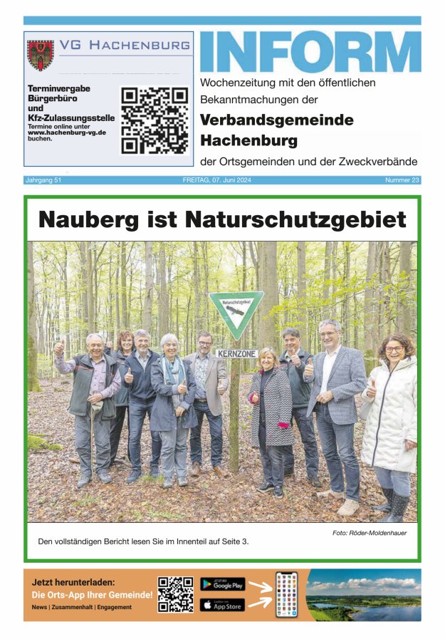 INFORM - Wochenzeitung der Verbandsgemeinde Hachenburg Titelblatt 23/2024