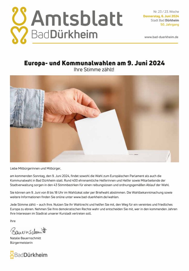 Bad Dürkheimer Woche Titelblatt 23/2024