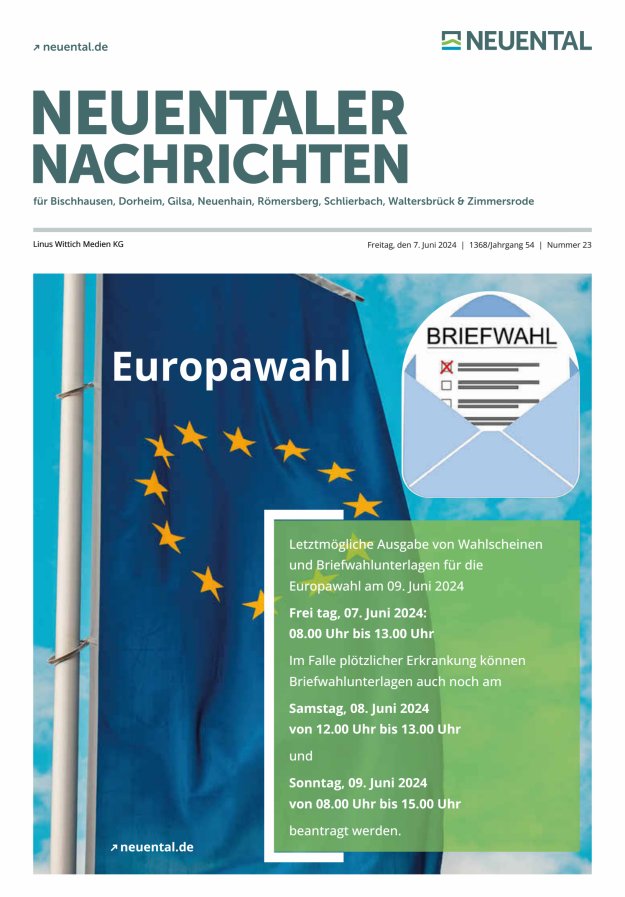 Neuentaler Nachrichten Titelblatt 23/2024