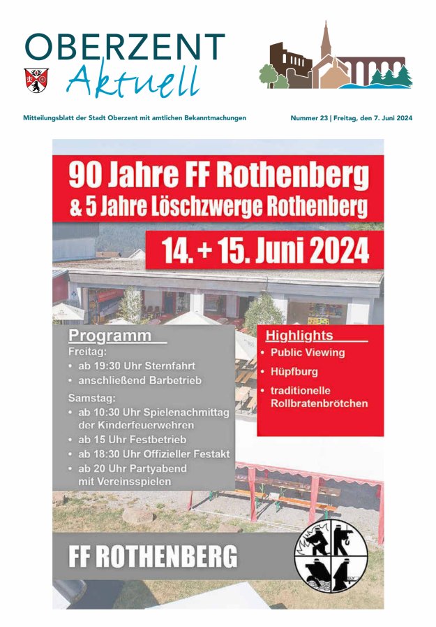 Oberzent aktuell Titelblatt 23/2024