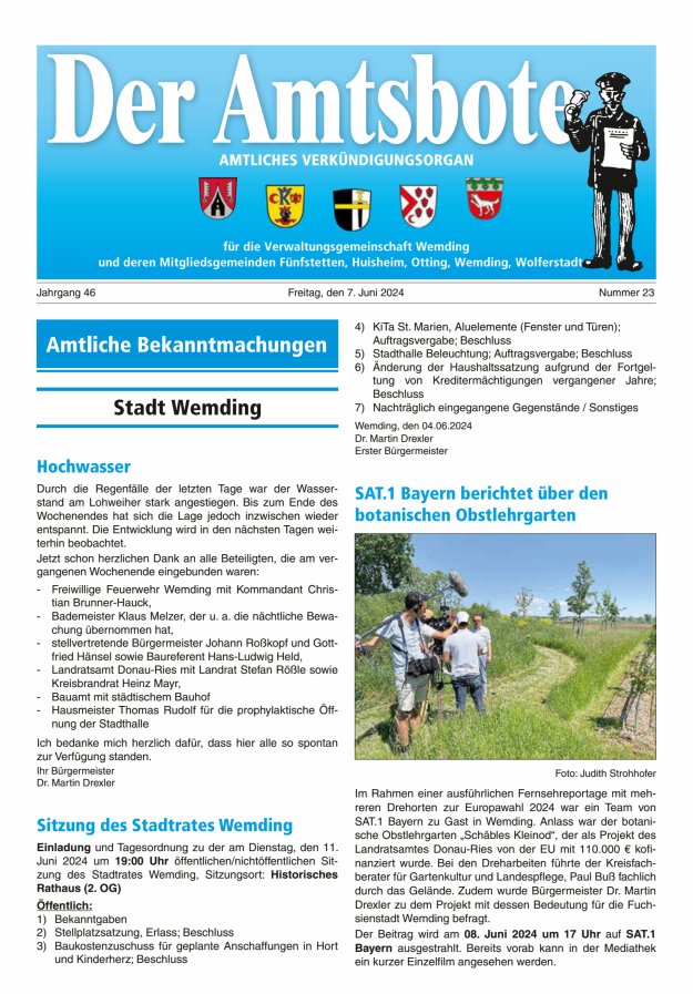 Der Amtsbote - Wemding Verwaltungsgemeinschaft Titelblatt 23/2024