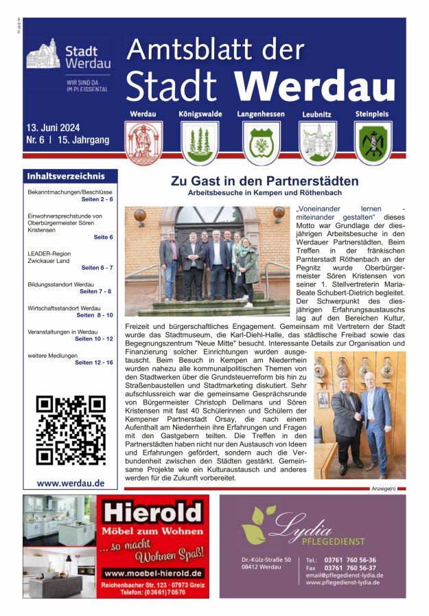 Amtsblatt der Stadt Werdau Titelblatt 06/2024