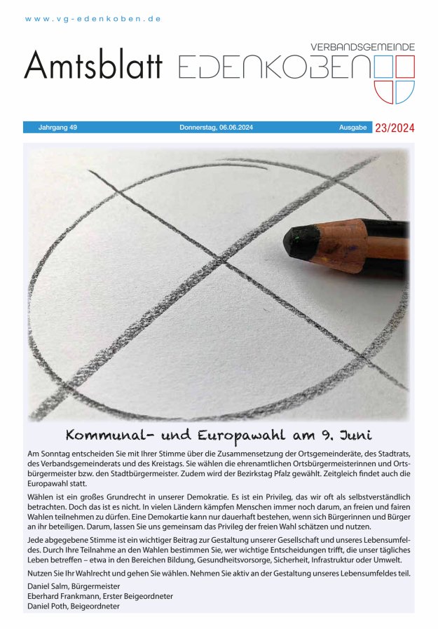 Amtsblatt VG Edenkoben Titelblatt 23/2024
