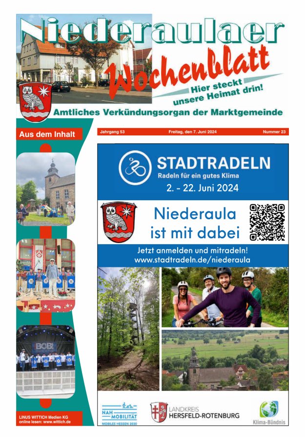 Niederaulaer Wochenblatt Titelblatt 23/2024