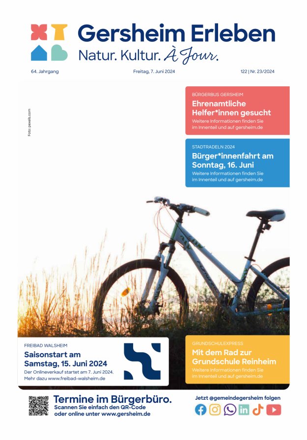 Bekanntmachungsblatt der Gemeinde Gersheim Titelblatt 23/2024