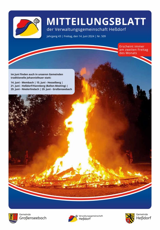 Mitteilungsblatt der Verwaltungsgemeinschaft Heßdorf Titelblatt 509/2024