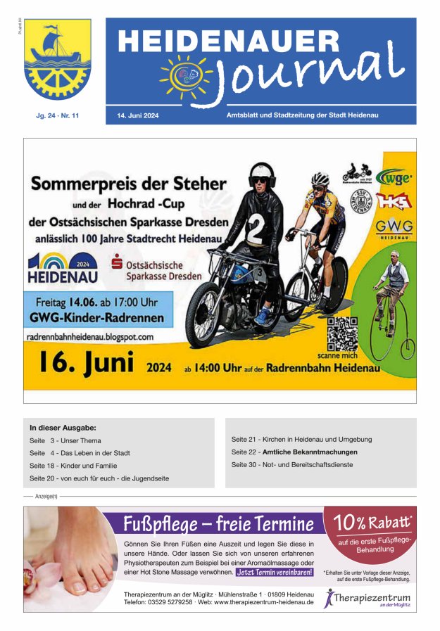 Heidenauer Journal - Amtsblatt und Stadtzeitung der Stadt Heidenau Titelblatt 11/2024